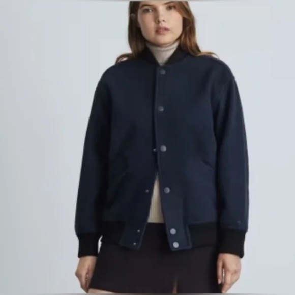 Everlane medium wool black and navy bomber jacket - Picture 1 of 4